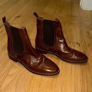 Massimo Dutti Brown Leather Chelsea Ankle Boots